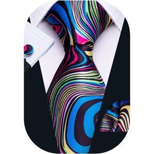 Men's Ties Silk Necktie Pocket Square Cufflinks Set Woven Designer Wedding